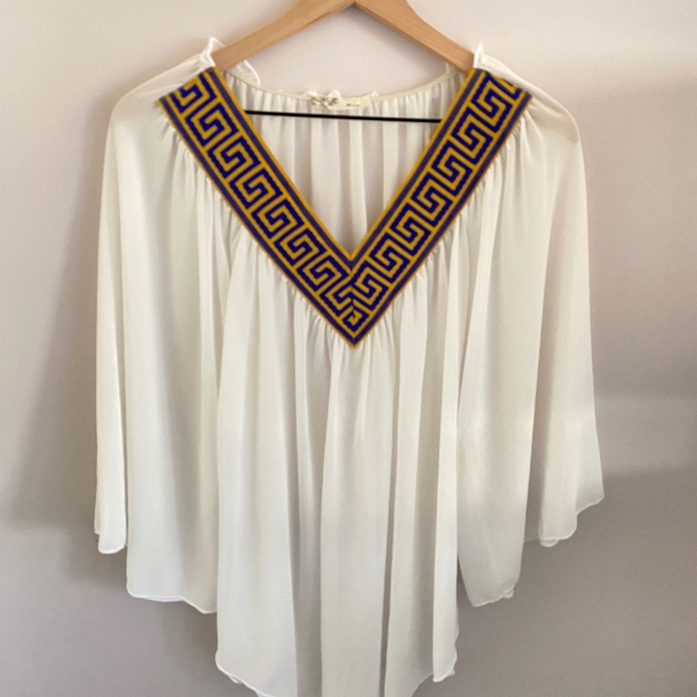Miin white chiffon hi-low 3/4 sleeved top, Size M - Picture 8 of 8